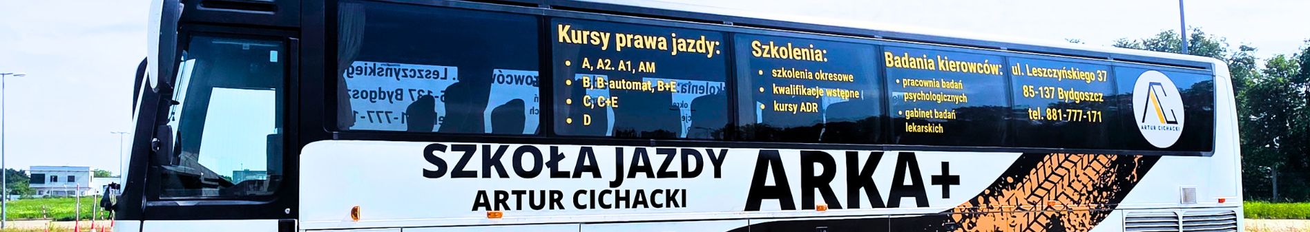 Autobus wykorzystywany w do nauki jazdy na kurs kategorii D w Bydgoszczy